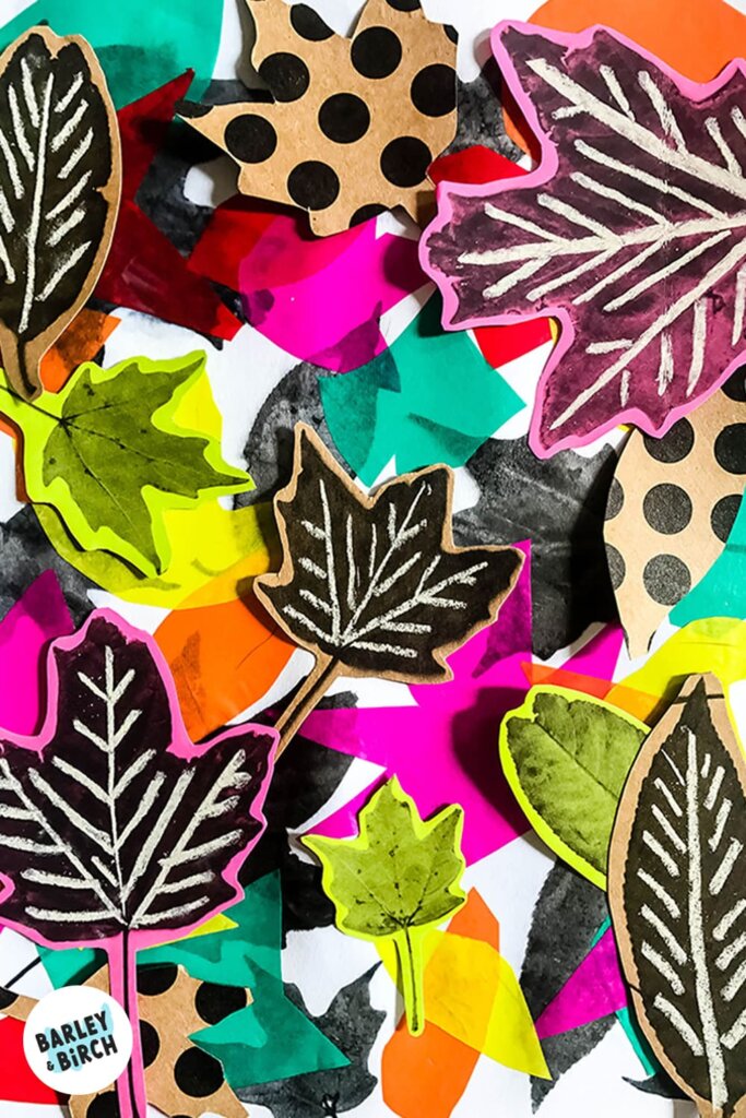 A close-up of our leaf photocopy art