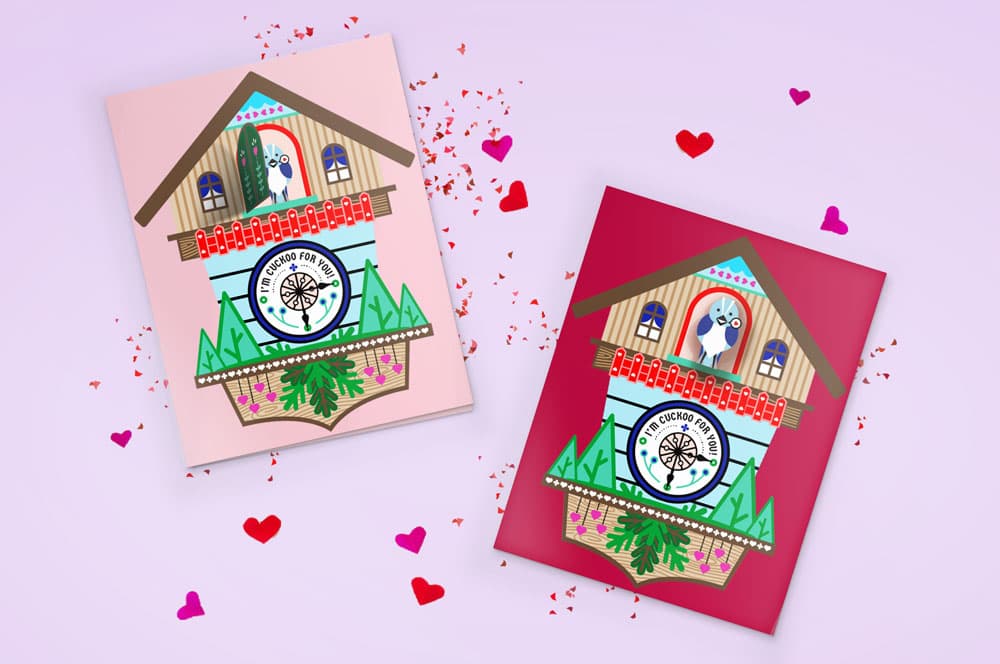 Our free printable cuckoo clock pop-up valentine card craft for kids