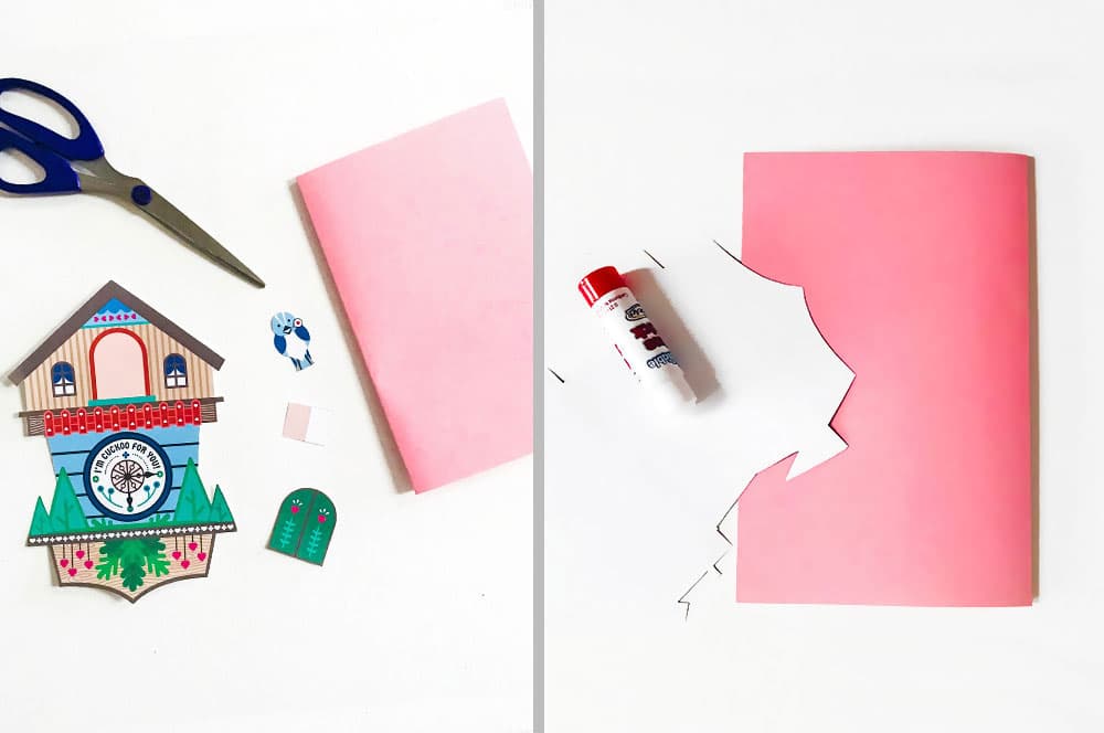 Our free printable cuckoo clock pop-up valentine card craft for kids