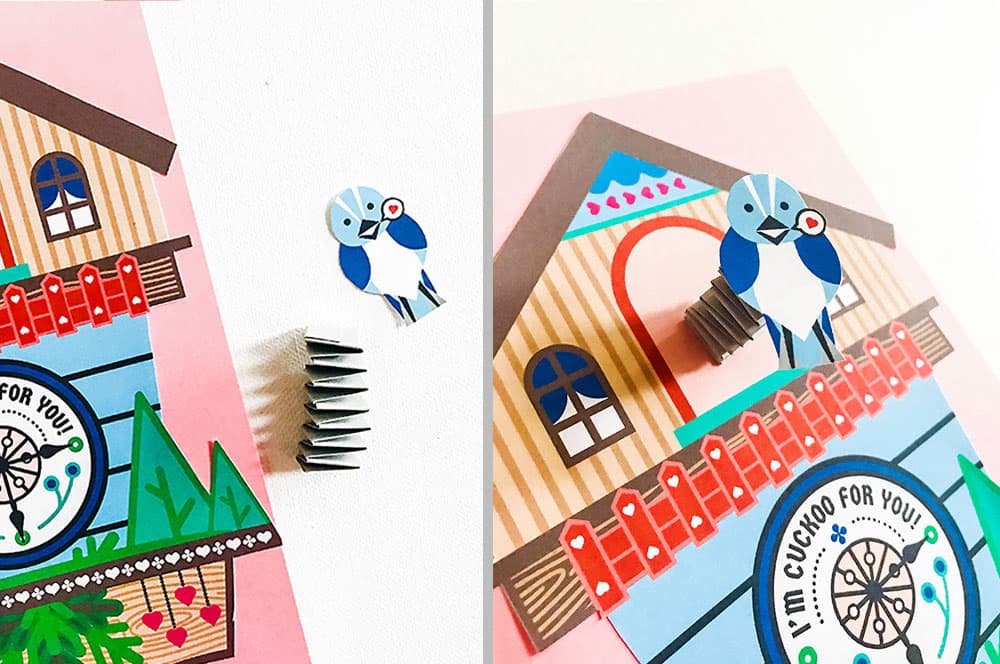 Our free printable cuckoo clock pop-up valentine card craft for kids