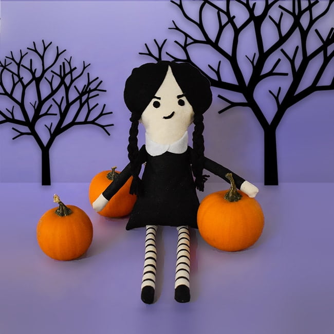 DIY Wednesday Addams Softie with template included from barley & birch