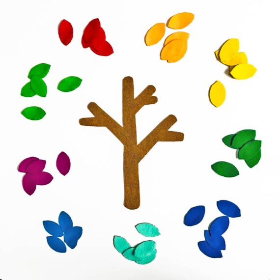 A quick and colorful DIY felt tree that can help teach toddlers seasons, counting sorting, colors and more!