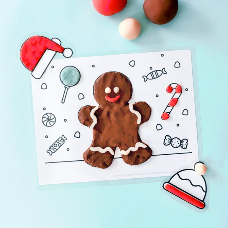 Make gingerbread and snowmen with these festive winter play dough mats! Add spices, peppermint and glitter for a fun winter sensory experience. | via barley & birch