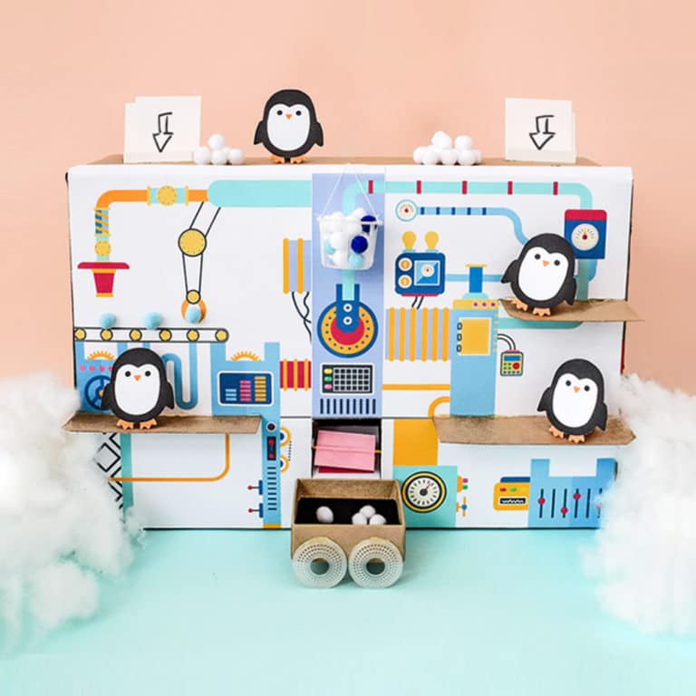 Make STEAM learning fun with this DIY winter-themed, recycled cardboard activity for kids. Our snowball factory project combines math and engineering with creative pretend play.