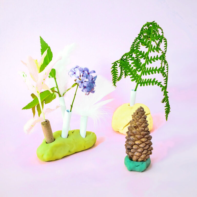 Kids will have fun making these lovely play dough and paper straw forests with supplies from the garden! A wonderful way to practice fine motor skills through sensory nature play. | from barley & birch