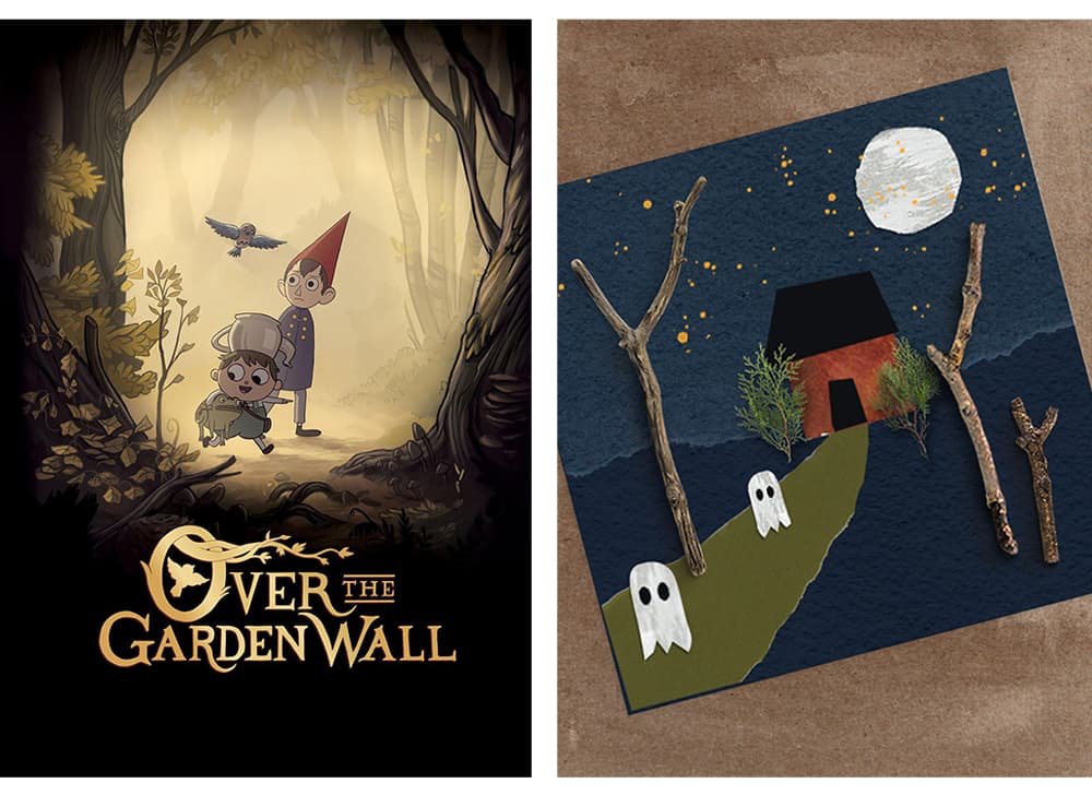 A poster of the animated series over the garden wall falls with our fall landscape craft for kids