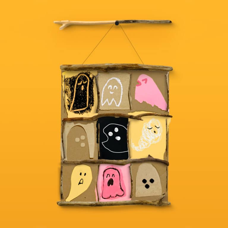 Kids can explore mark-making, new art mediums and ways to draw with this fun scrap paper ghost art! | via barley & birch
