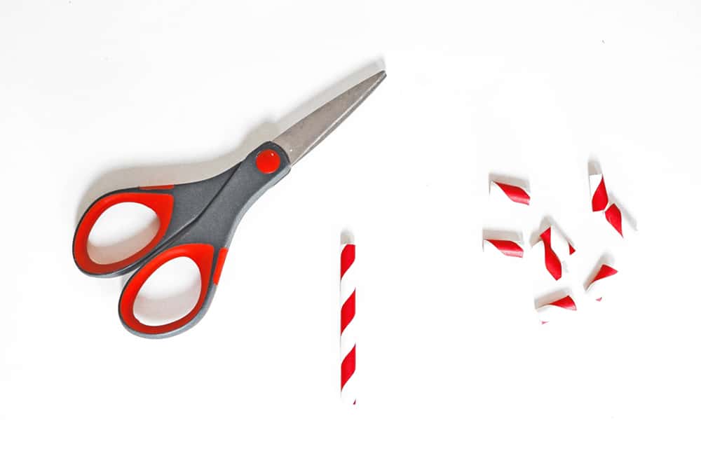 Cut a couple paper straws into 1-2 inch pieces
