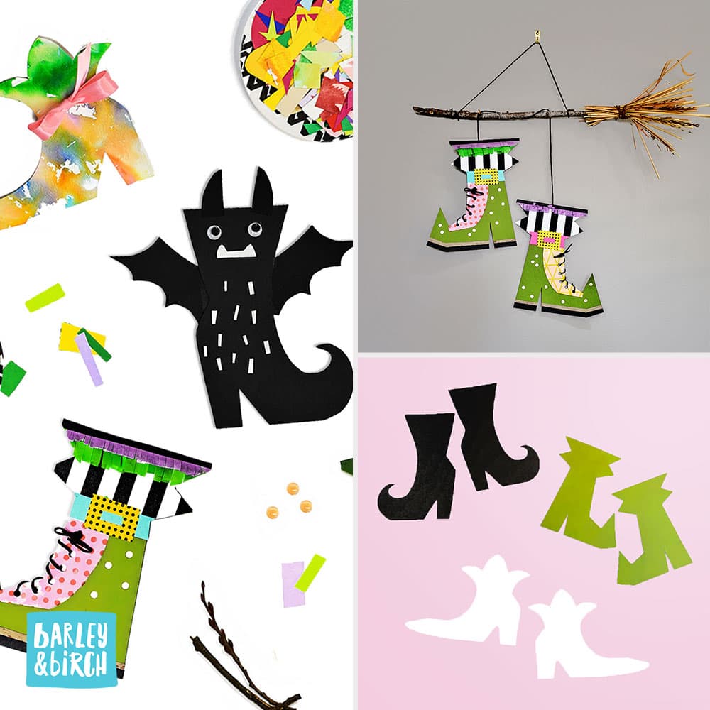 Witch Boots on Broomsticks for Simple DIY Halloween Decor