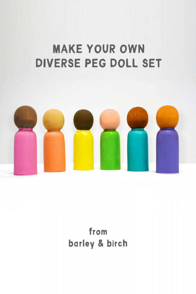 A set of DIY gender-neutral, multicultural peg dolls