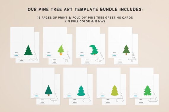 Pine Tree Art Template Bundle Preview 3