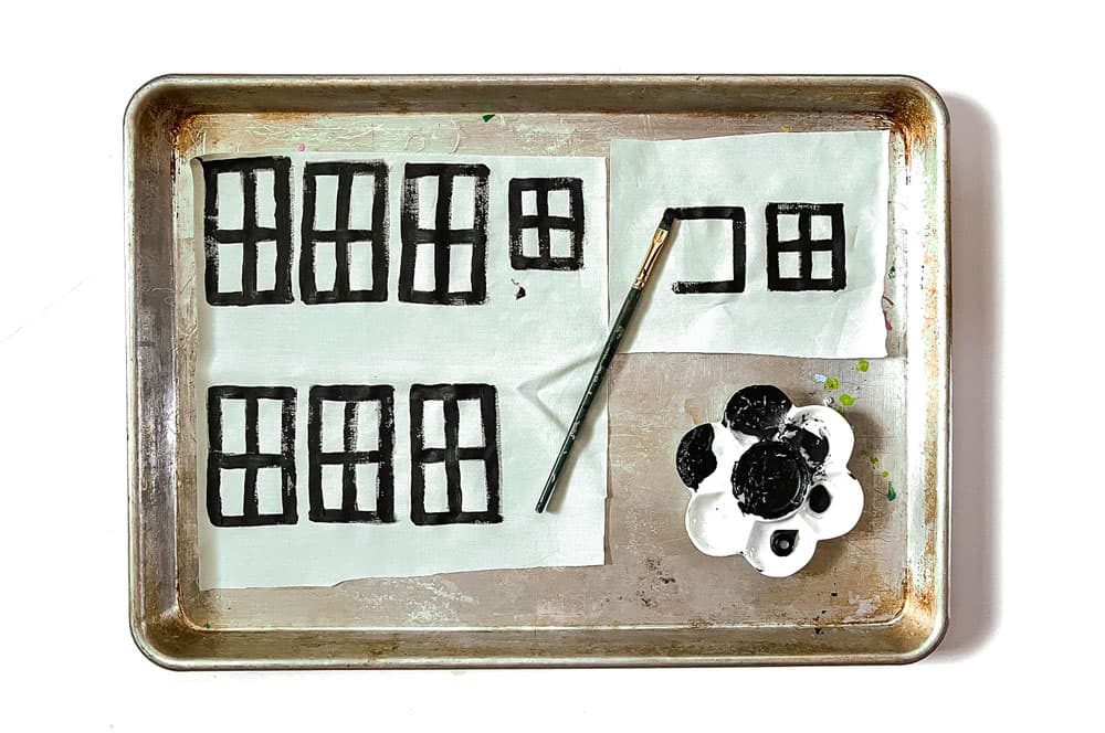 Paint and cutout the windows and doors for your soft houses