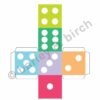 A preview of our full-color numbered printable paper dice template.
