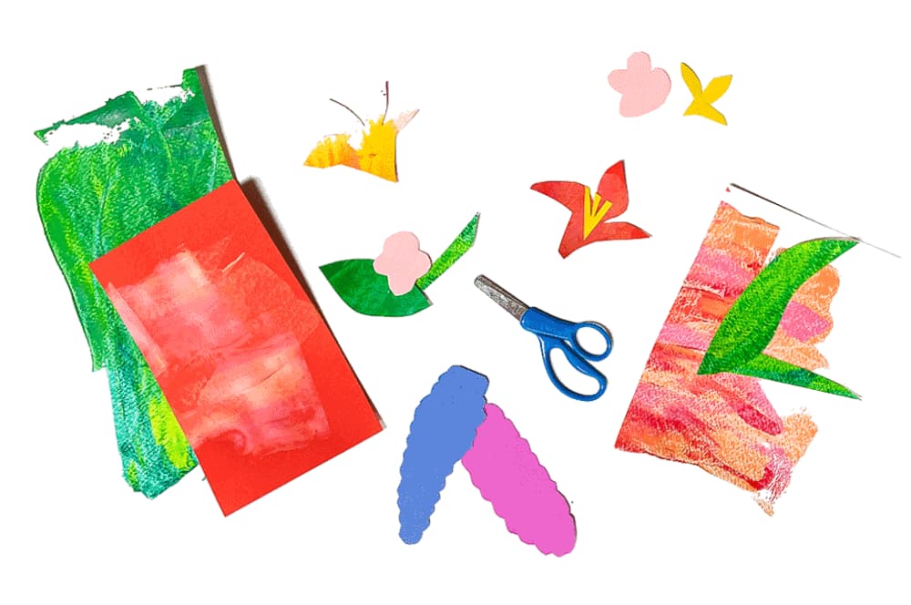A craft process picture showing how to make our cardboard fold out secret garden craft