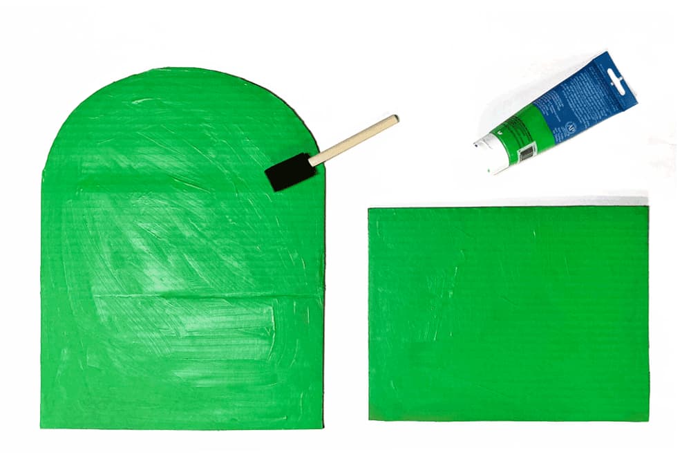 A craft process picture showing how to make our cardboard fold out secret garden craft