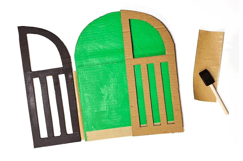 A craft process picture showing how to make our cardboard fold out secret garden craft