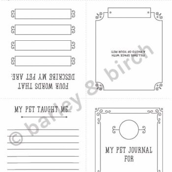 DIY Kids printable pet journal PDF preview page 1