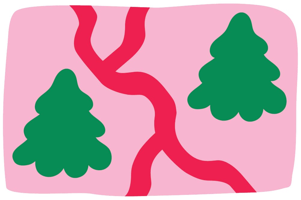 Illustration of a family outdoor winter snow maze activity 