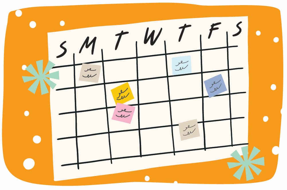 An illustration of a New Year's Ever family calendar