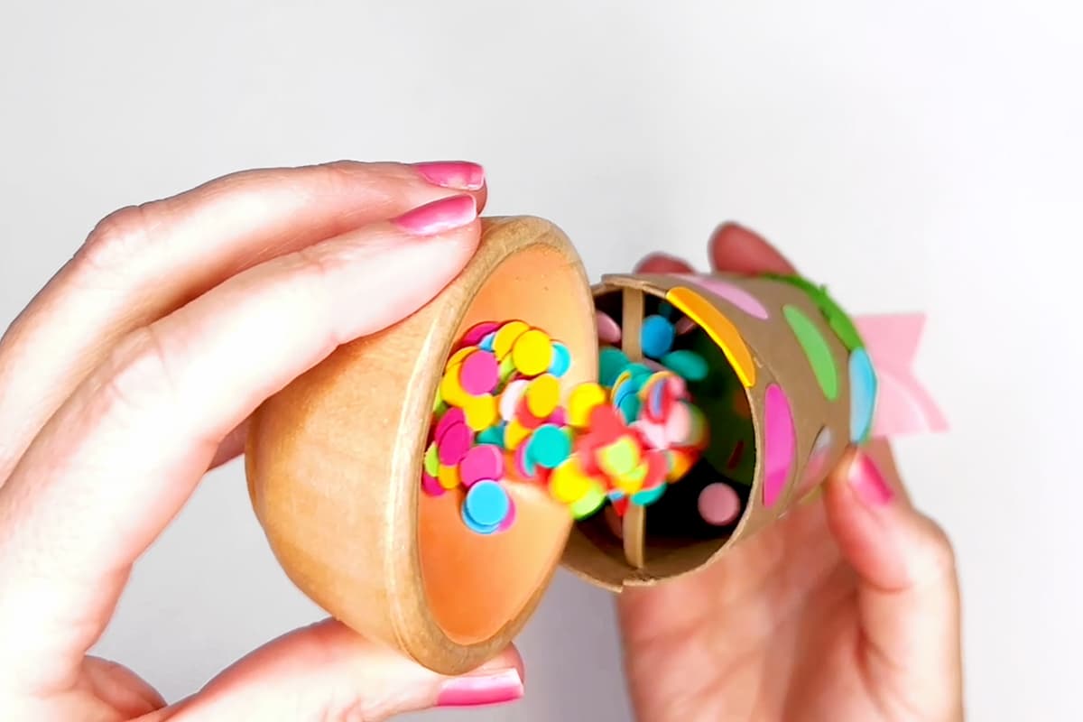 How to make a DIY confetti popper step seven