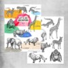 A preview of our free printable safari scavenger hunt PDF pages