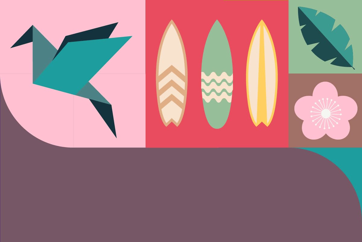 A colorful graphic displaying symbols of AANHPI month