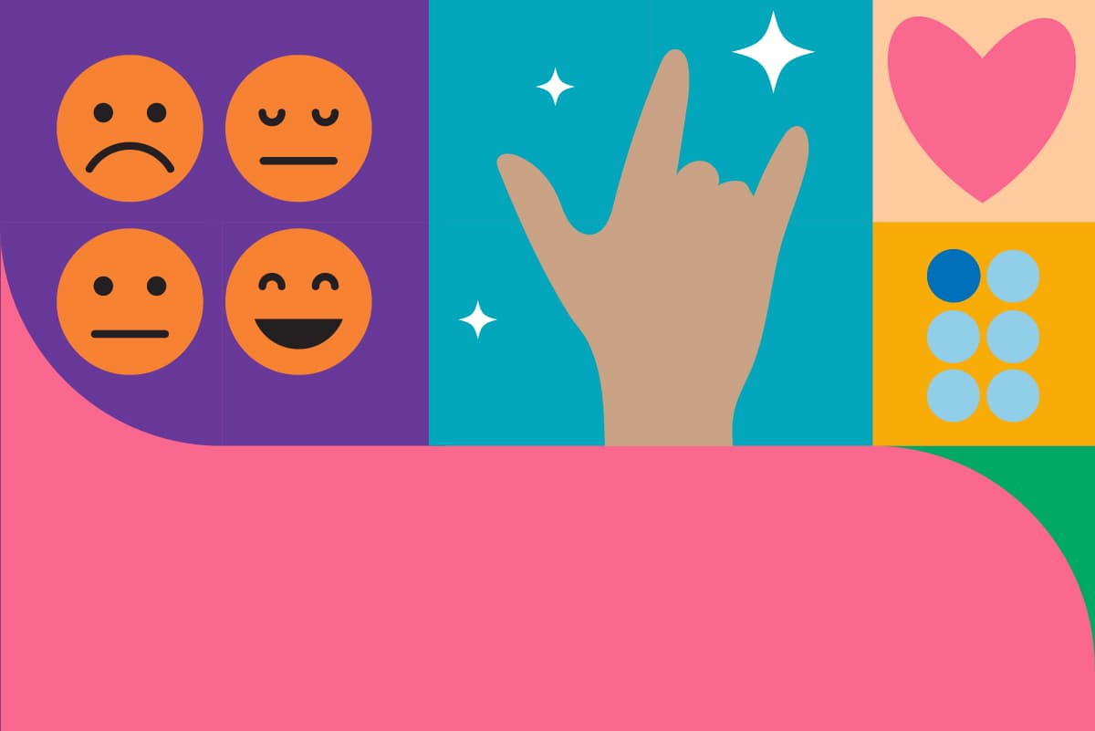 A colorful graphic displaying symbols of disability pride month