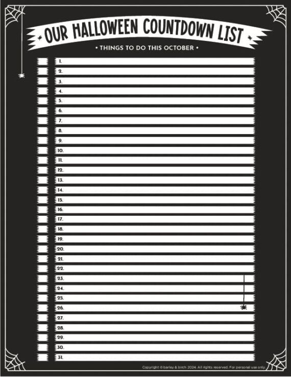 free-printable-Halloween-bucket-list-for-kids-4 A preview of one of the versions of our free printable Halloween bucket list for kids