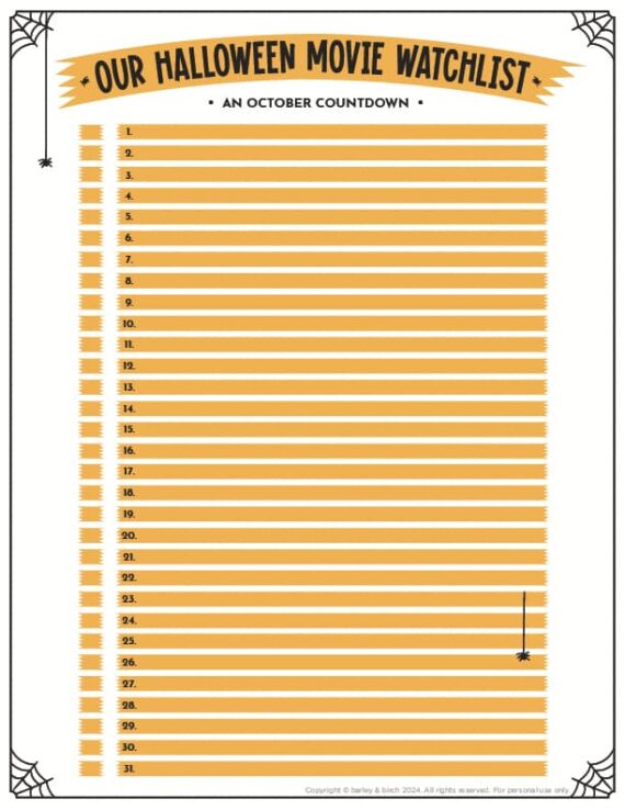free-printable-Halloween-movie-countdown-list-for-kids-4 A preview of one of the versions of our free printable Halloween movie countdown lists for kids and families