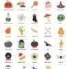 A preview of our printable Halloween bingo calling card sheet