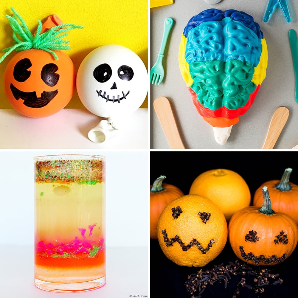 Photos of four October sensory play ideas for kids