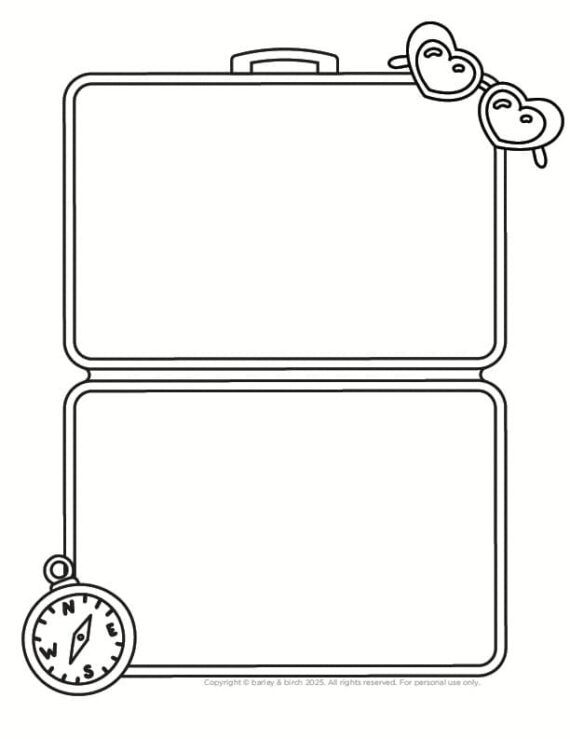 A preview of our open suitcase drawing prompt
